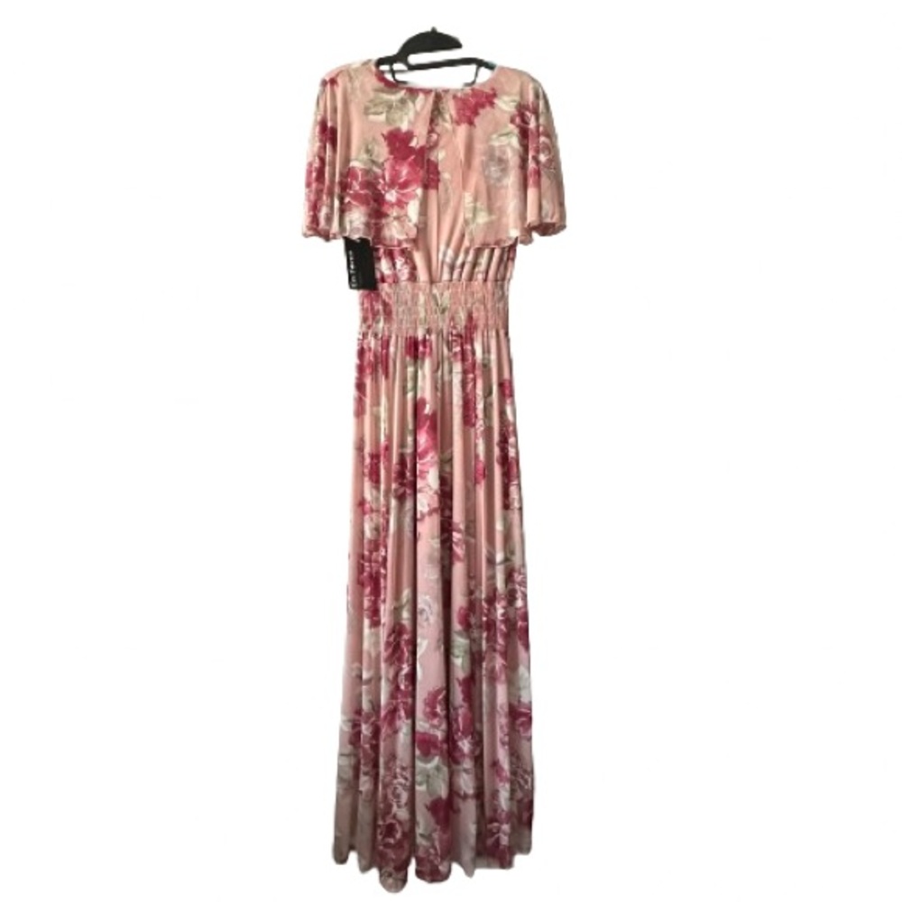 NWT Enfocus Studio Size 6 Pink Pleated Smocked Maxi Dress Short Fluttered Sleeve - Picture 5 of 16